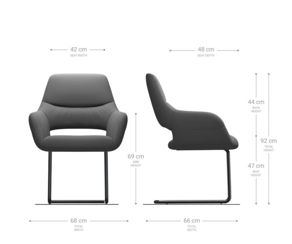 Jídelní židle Yago-Flex s konzolovou konstrukcí, kulaté, černý samet, šedá - Image 6