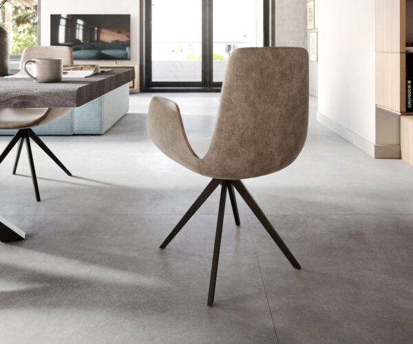 Jídelní židle Ilia-Flex s područkami, křížový rám, černý lem, taupe mikrovlákno, otočné o 180° - Image 5