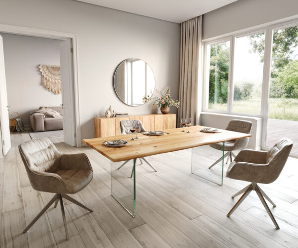 Jídelní stůl Edge 200x100 cm přírodní dubový masiv - Image 5