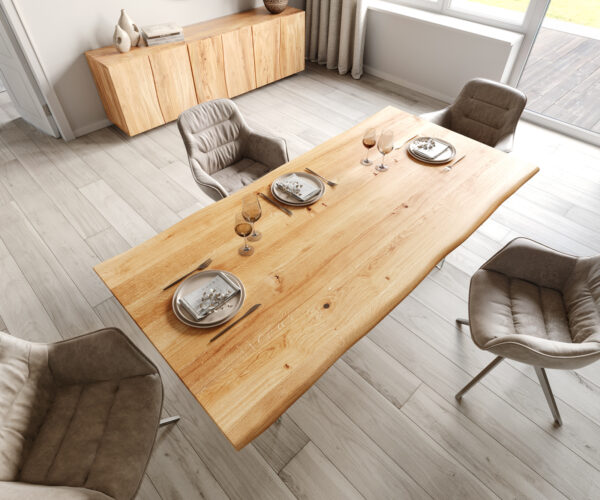 Jídelní stůl Edge 200x100 cm přírodní dubový masiv - Image 4