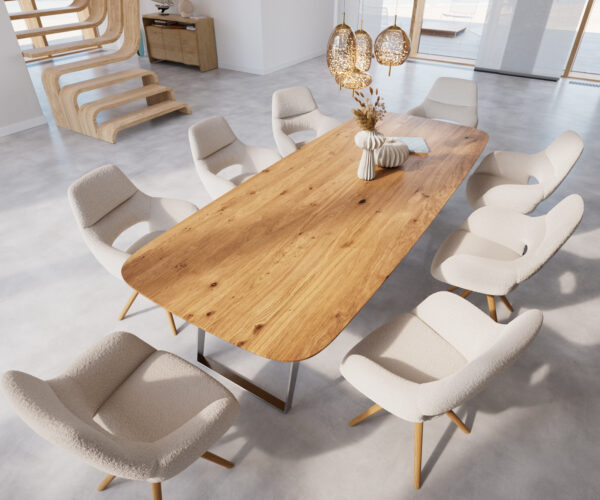 Jídelní stůl Edge 300x120 cm lodní tvar přírodní dub švýcarský - Image 4