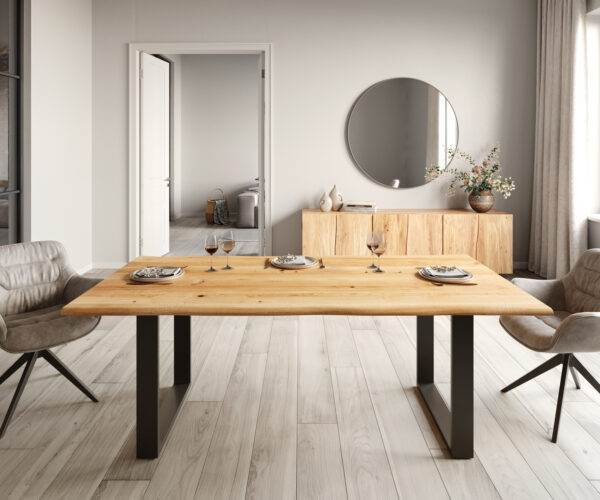 Jídelní stůl Edge 200x100 cm přírodní dubový masiv živý okraj - Image 2