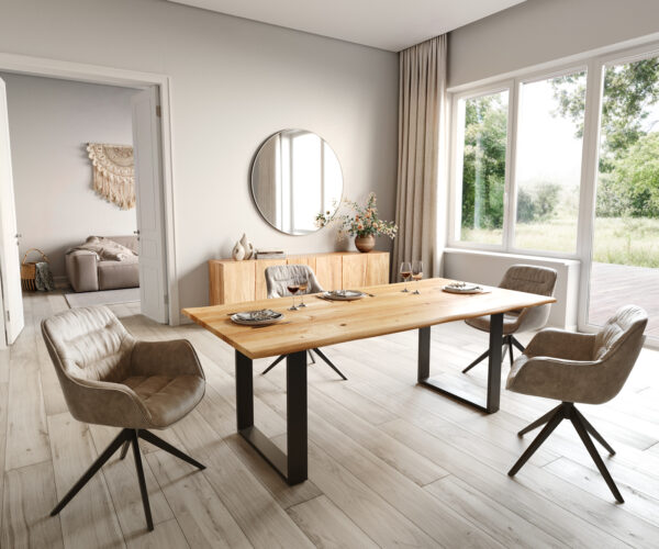 Jídelní stůl Edge 200x100 cm přírodní dubový masiv živý okraj - Image 5