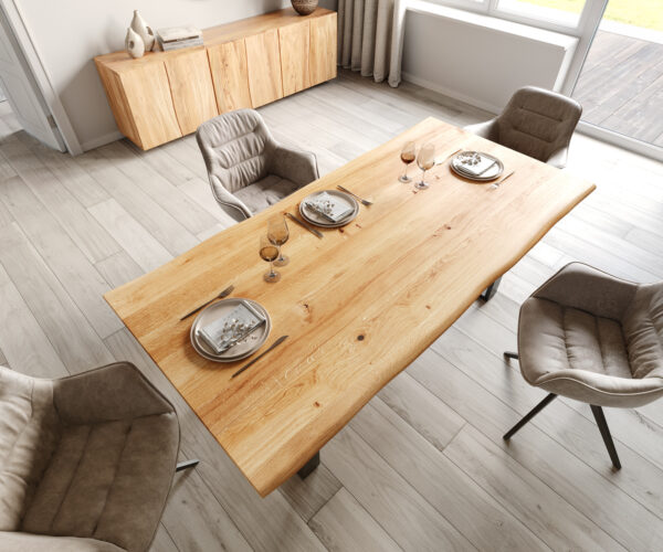 Jídelní stůl Edge 200x100 cm přírodní dubový masiv živý okraj - Image 4
