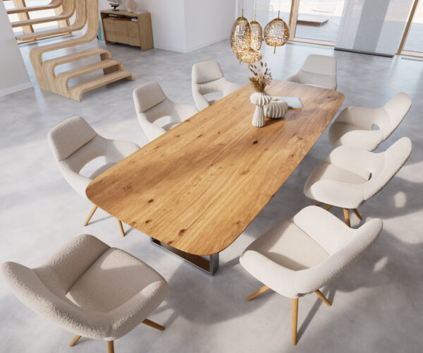 Jídelní stůl Edge 300x120 cm lodní tvar přírodní dub švýcarský - Image 4