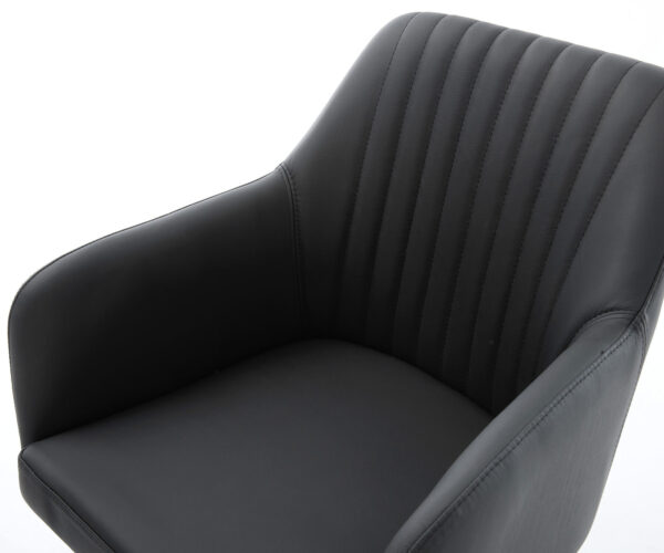 Jídelní židle Greg-Flex křížový rám široké černé pravé kůže černé 360° otočné - Image 4
