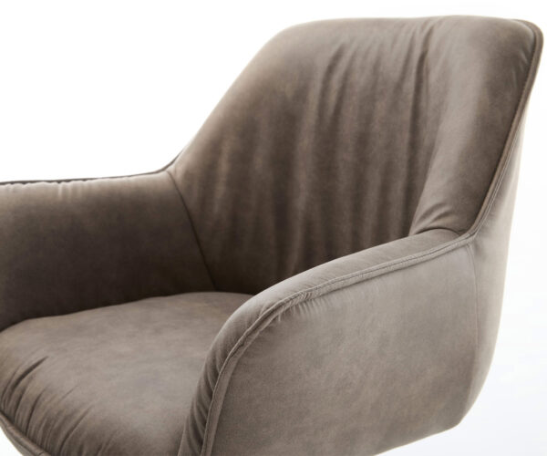 Jídelní židle Keila-Flex s područkami mikrovlákno taupe vintage široká křížová podnož nerezová ocel - Image 4