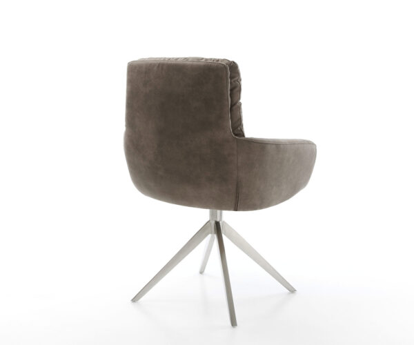 Jídelní židle Abelia-Flex s područkami, křížová podnož, široké, nerezová ocel, mikrovlákno taupe, otočné o 360° - Image 5