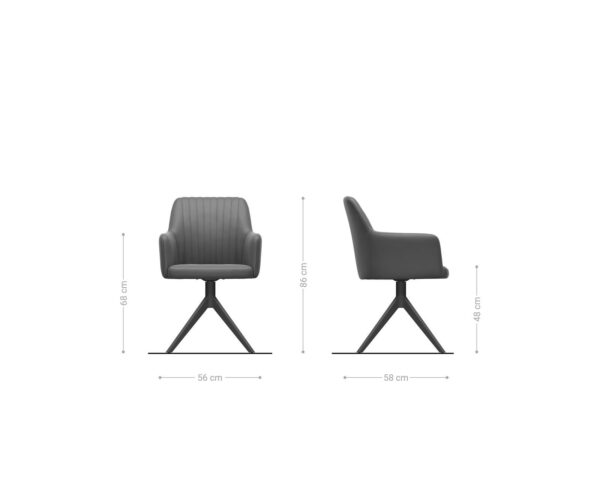 Jídelní židle Greg-Flex křížový rám široký nerezový sametově šedý otočný o 360° - Image 6