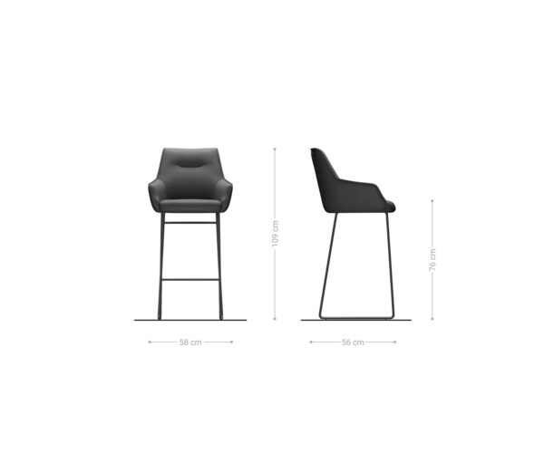 Barová židle Alja-Flex kovový rám na kluzácích černý, kombinované materiály, jádro s taštičkovými pružinami taupe - Image 6