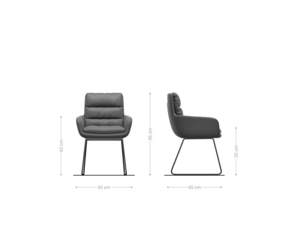 Jídelní židle Abelia-Flex s područkami, kluzný rám, černý, manšestr stříbrně šedý - Image 6