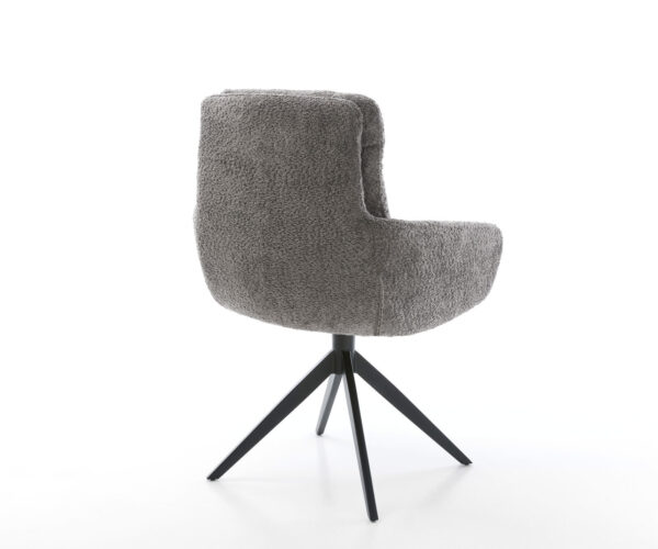 Jídelní židle Abelia-Flex s područkami, křížová podnož, široké, černé, šedé bouclé, otočné o 360° - Image 5