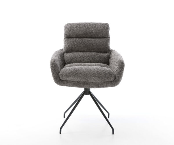 Jídelní židle Abelia-Flex křížová podnož zúžená černá, bouclé šedá - Image 2