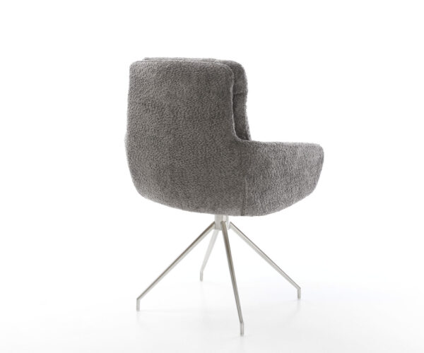 Jídelní židle Abelia-Flex křížová konstrukce z nerezové oceli, kuželovitá, bouclé šedá - Image 5