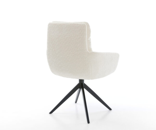 Jídelní židle Abelia-Flex s područkami, křížová podnož, široké, černé, bouclé bílé, otočné o 360° - Image 5