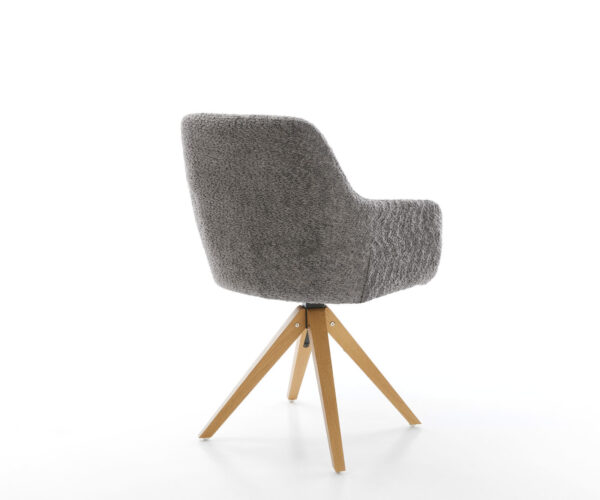 Jídelní židle Pejo-Flex s dřevěným rámem, lemované přírodním šedým bouclé, otočné o 180° - Image 5