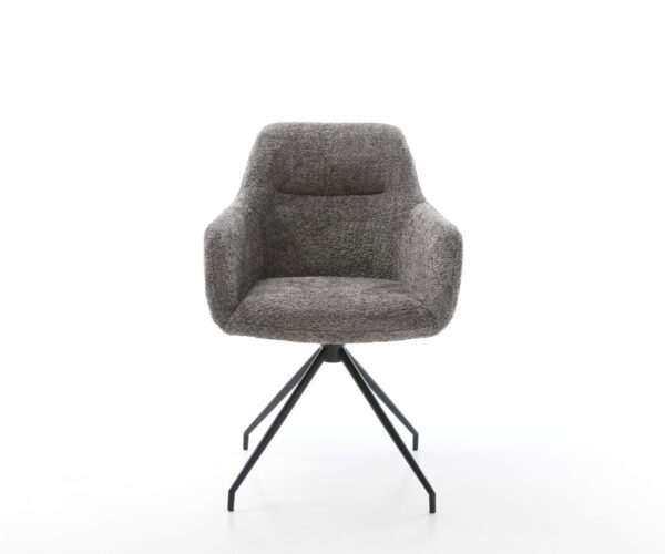 Jídelní židle Pejo-Flex křížová podnož zúžená černá, bouclé šedá, otočné o 180° - Image 2