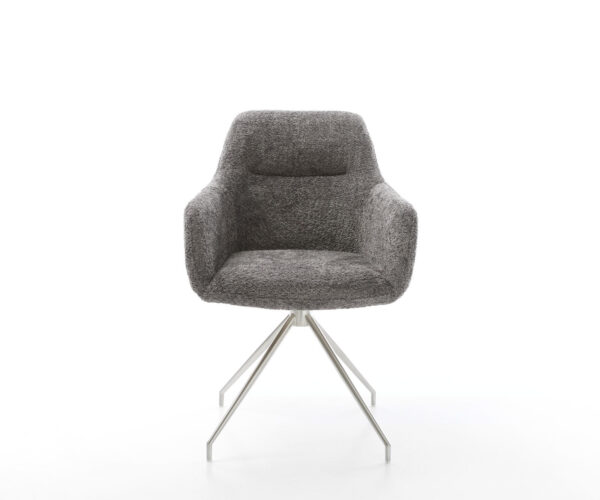 Jídelní židle Pejo-Flex křížová konstrukce z nerezové oceli, kuželovitá, bouclé šedá, otočné o 180° - Image 2
