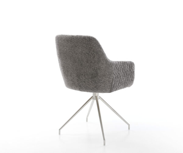 Jídelní židle Pejo-Flex křížová konstrukce z nerezové oceli, kuželovitá, bouclé šedá, otočné o 180° - Image 5