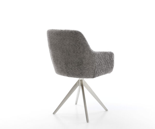 Jídelní židle Pejo-Flex s křížovou podnoží, lemované nerezovou ocelí, bouclé šedé, otočné o 180° - Image 5