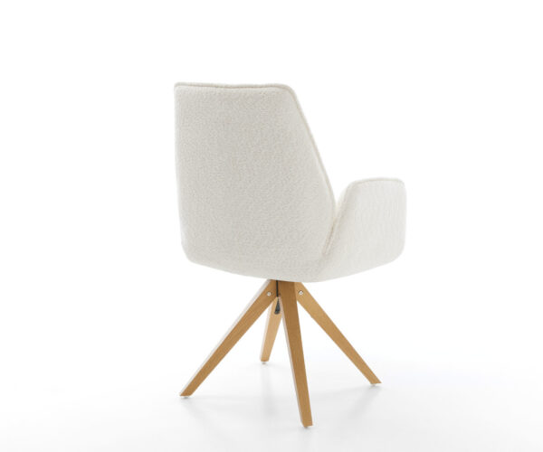 Jídelní židle Zoa-Flex s dřevěným rámem, lemované přírodním bílým bouclé, otočné o 180° - Image 5