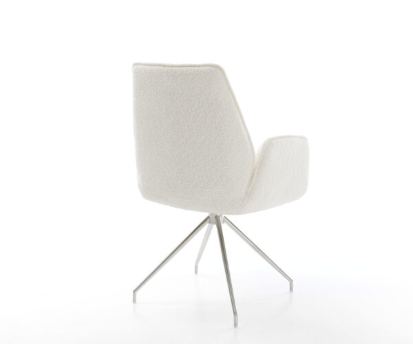 Jídelní židle Zoa-Flex křížová konstrukce z nerezové oceli, kuželovitá, bouclé bílá, otočné o 180° - Image 5