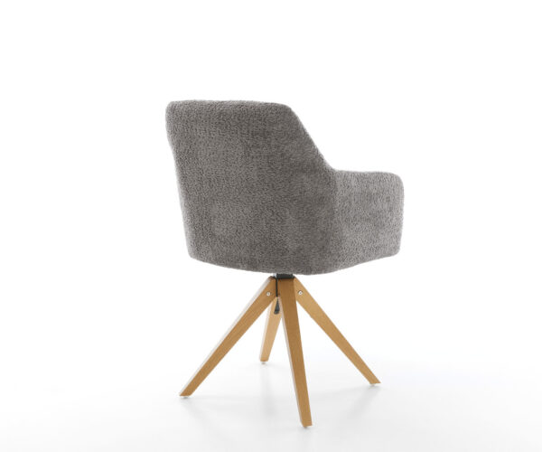 Jídelní židle Greg-Flex dřevěný rám s přírodní šedou bouclé látkou, otočné o 180° - Image 5