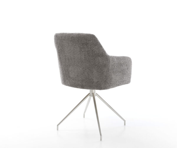 Jídelní židle Greg-Flex křížová rámová konstrukce z nerezové oceli, kuželovitá, bouclé šedá, otočné o 180° - Image 5