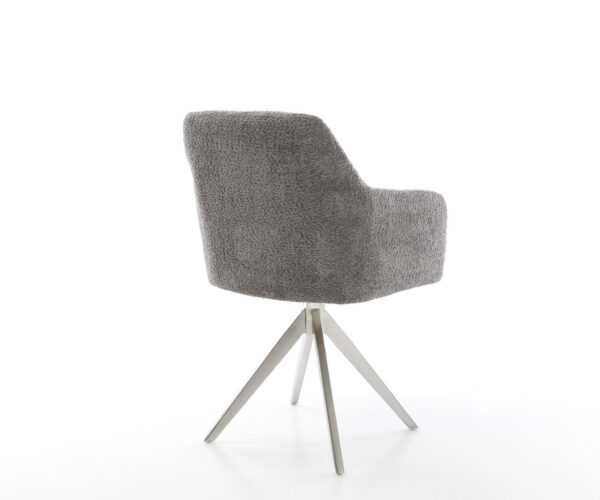 Jídelní židle Greg-Flex s nerezovým rámem ve tvaru kříže, lemované, bouclé šedé, otočné o 180° - Image 5