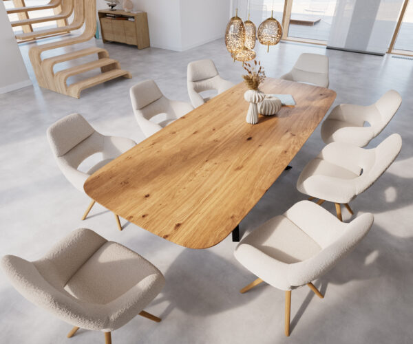 Jídelní stůl Edge 300x120 cm lodní tvar přírodní dub švýcarský - Image 4