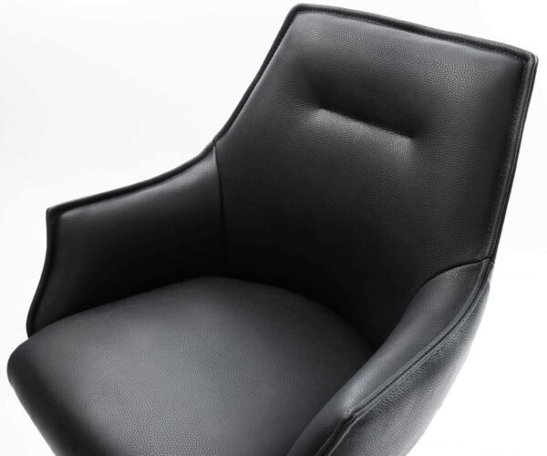 Barová židle Alja-Flex kovový rám na kluzácích černý pravá kůže černá jádro s taštičkovými pružinami - Image 4