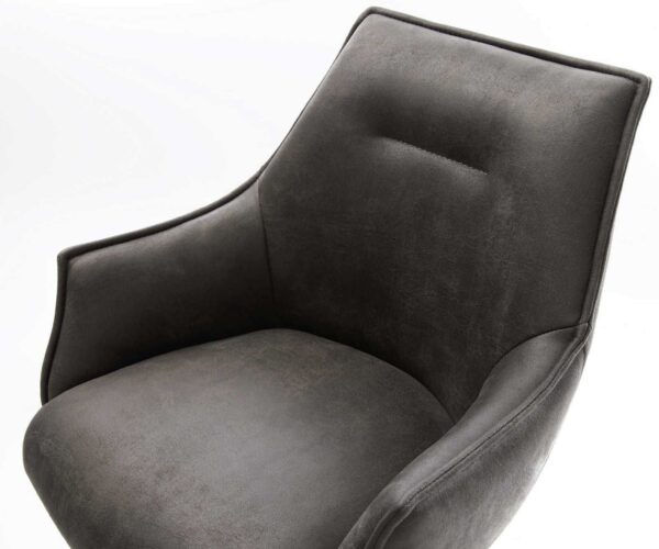 Barová židle Alja-Flex s konzolovou konstrukcí, plochý kov, černý, mikrovlákno antracit, vintage, jádro s kapsovými pružinami - Image 4