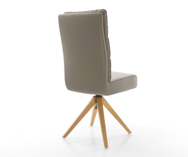 Jídelní židle Pela-Flex dřevěný rám s lemováním z pravé kůže taupe, otočné o 180° - Image 5