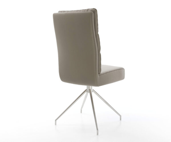 Jídelní židle Pela-Flex křížová konstrukce z nerezové oceli, pravá kůže, taupe, otočné o 180° - Image 5