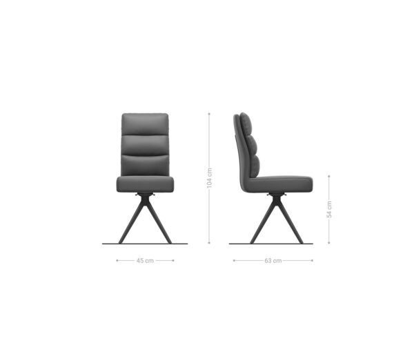 Jídelní židle Pela-Flex s křížovou podnoží, černá pravá kůže, taupe, otočné o 180° - Image 6