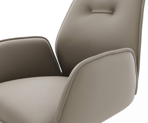 Jídelní židle Zoa-Flex konzolová konstrukce, matná černá, pravá kůže, barva taupe - Image 4