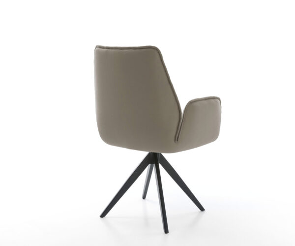 Jídelní židle Zoa-Flex s křížovou podnoží, lemované černou pravou kůží, taupe, otočné o 180° - Image 5