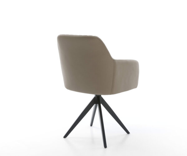 Jídelní židle Greg-Flex s křížovou podnoží, lemované černou pravou kůží, taupe, otočné o 180° - Image 5