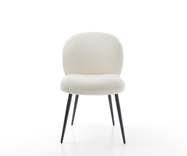 Jídelní židle Nube-Flex 4 nohy zúžené kovové černé, potah bouclé bílý - Image 2