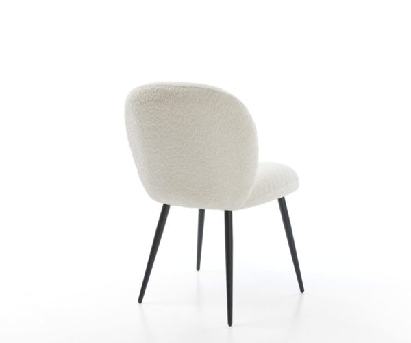 Jídelní židle Nube-Flex 4 nohy zúžené kovové černé, potah bouclé bílý - Image 5