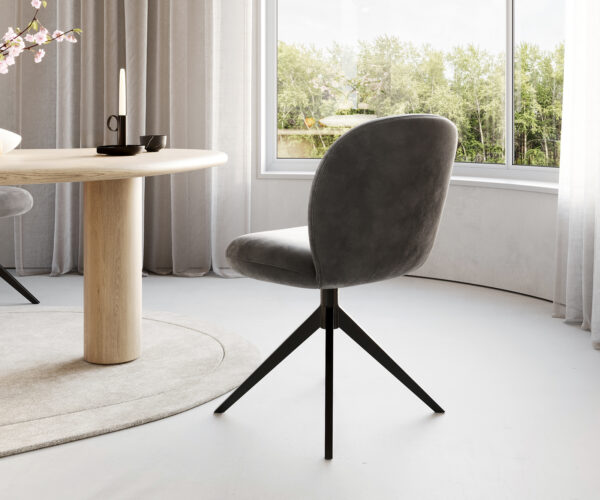 Jídelní židle Nube-Flex křížový rám široký kov černý mikrovlákno antracit vintage 180° otočný jádro s taštičkovými pružinami - Image 5