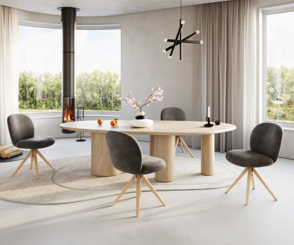 Jídelní židle Nube-Flex dřevěný rám, hranaté provedení, přírodní, mikrovlákno antracit, vintage, 180° otočné, jádro s taštičkovými pružinami - Image 4