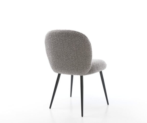 Jídelní židle Nube-Flex 4 nohy zúžené kovové černé, bouclé stříbrně šedé - Image 5