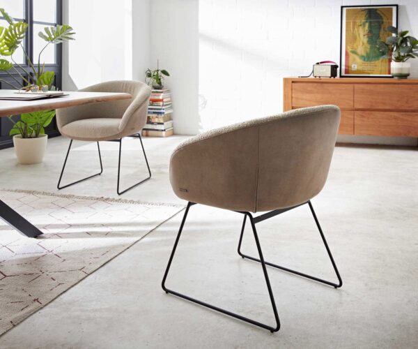 Jídelní židle Vinka-Flex kovový rám na kluzácích černý, kombinované materiály, taupe, jádro s taštičkovými pružinami - Image 5