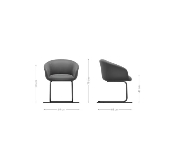 Jídelní židle Vinka-Flex s konzolovou konstrukcí, kulaté nerezové oceli, kombinované materiály, taupe, jádro s taštičkovými pružinami - Image 6