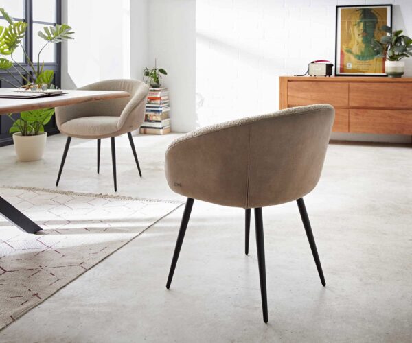 Jídelní židle Vinka-Flex 4 nohy kuželové kovové černé kombinované materiály taupe jádro s taštičkovými pružinami - Image 5