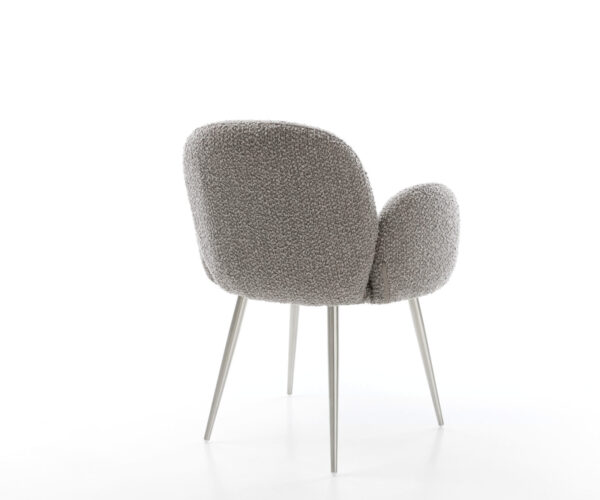 Jídelní židle Nube-Flex 4 nohy zúžené nerezové oceli, bouclé stříbrně šedé, jádro s taštičkovými pružinami - Image 5
