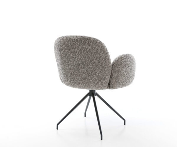 Jídelní židle Nube-Flex s područkami, křížová kovová podnož, zužující se, černá, bouclé stříbrně šedá, 180° otočné, s jádrem z taštičkových pružin - Image 5
