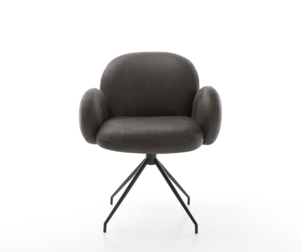 Jídelní židle Nube-Flex s područkami, křížová kovová podnož, zužující se, černá, mikrovlákno antracit, vintage, 180° otočné, jádro s taštičkovými pružinami - Image 2