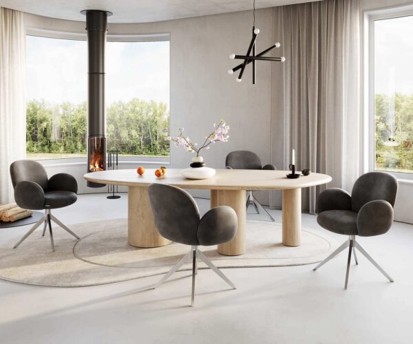 Jídelní židle Nube-Flex s područkami, křížová podnož, široké, nerezová ocel, mikrovlákno antracit vintage, 180° otočné, jádro z taštičkových pružin - Image 4